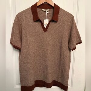 Marine Layer Liam Sweater Polo in Burgundy/Natural Colorway - NWT